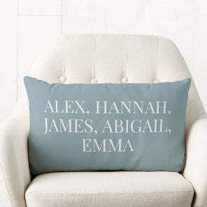 Modern Elegant Kids Names Personalized Family Lumbar Pillow