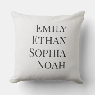 Modern Elegant Kids Names Personalized Family Thro Throw Pillow