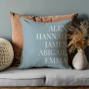 Modern Elegant Kids Names Personalized Family Throw Pillow