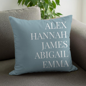 Modern Elegant Kids Names Personalized Family Throw Pillow