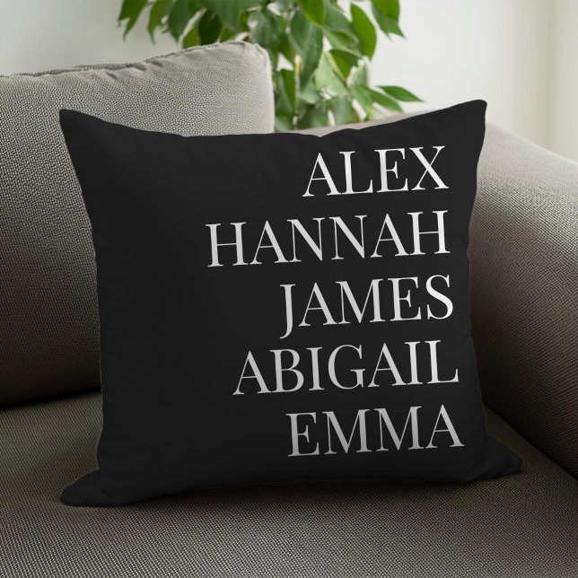 Modern Elegant Kids Names Personalized Family Throw Pillow (Creator Uploaded)