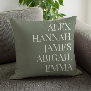Modern Elegant Kids Names Personalized Family Throw Pillow