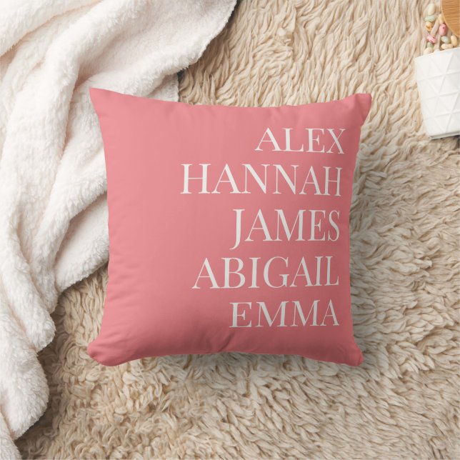 Modern Elegant Kids Names Personalized Family Throw Pillow (Blanket)