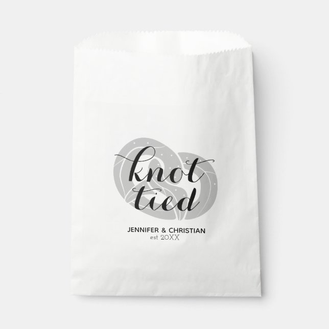 Modern Elegant Knot Tied Pretzel Wedding Treat Favor Bag (Front)