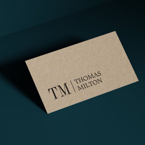 Modern Elegant Kraft Bold Monogram Consultant Business Card