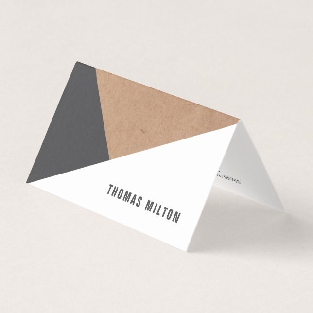 Modern Elegant Kraft Grey White Geometric Business Card (Front)