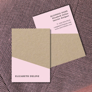 Modern Elegant Kraft Paper Rose Interior Designer Business Card