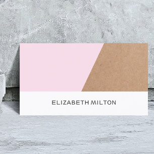 Modern Elegant Kraft Paper Rose White Geometric Business Card