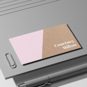 Modern Elegant Kraft Paper Rose White Geometric Business Card