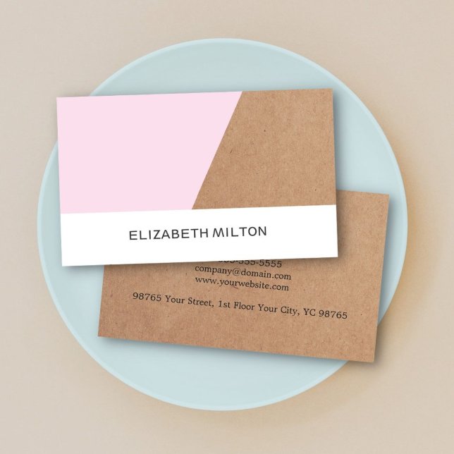 Modern Elegant Kraft Paper Rose White Geometric Business Card (Creator Uploaded)