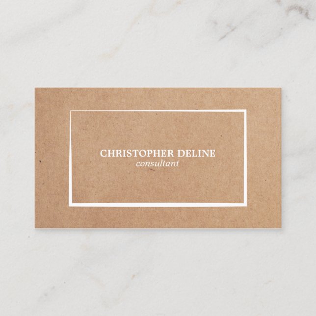 Modern Elegant Kraft Paper White Consultant Business Card (Front)