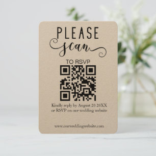 Modern Elegant Kraft QR Code RSVP Wedding Enclosure Card