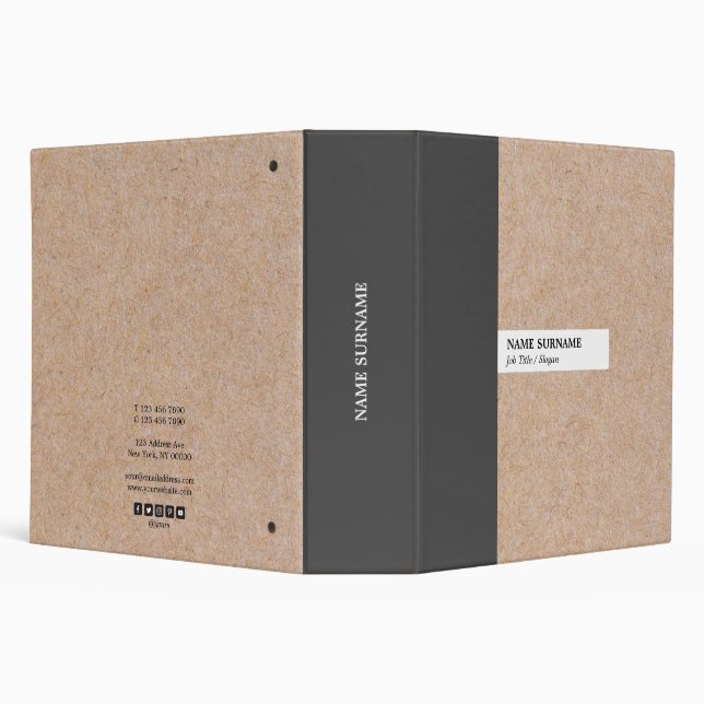 Modern Elegant Kraft Stripe Accent 2 inch Binder (Background)