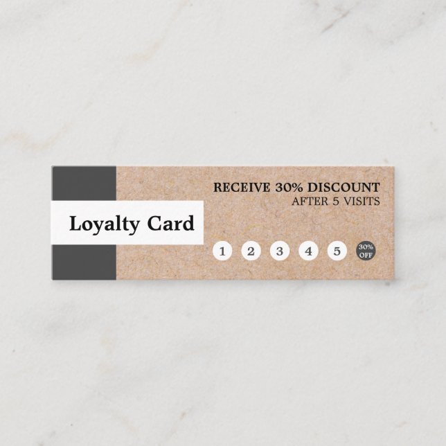 Modern Elegant Kraft Stripe Mini Loyalty Card (Front)