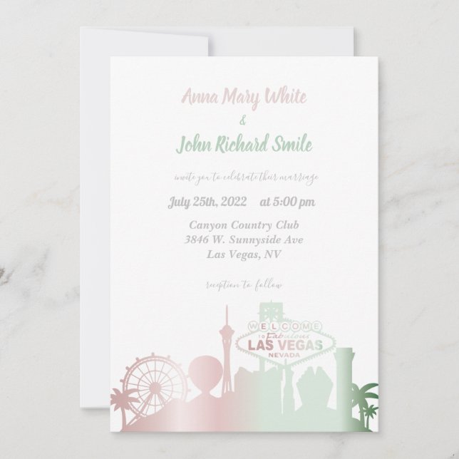 Modern Elegant Las Vegas City Skyline Invitation (Front)