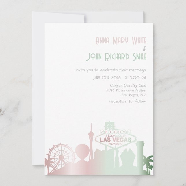 Modern Elegant Las Vegas City Skyline Invitation (Front)