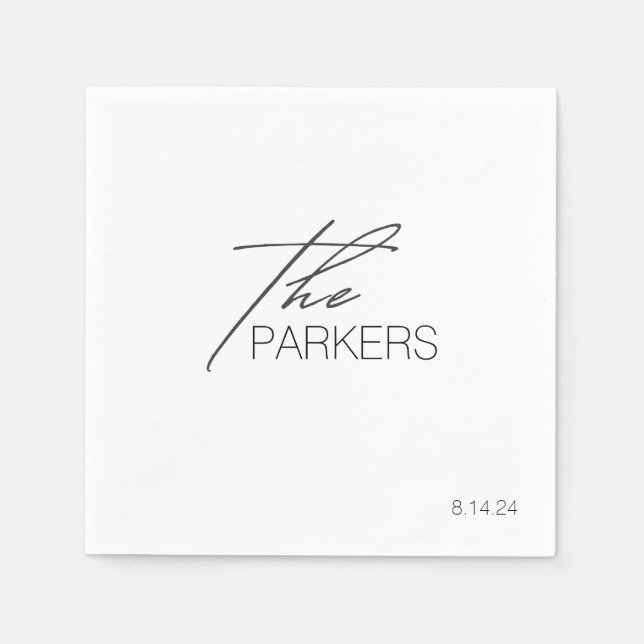 Modern Elegant Last Name Custom Wedding Simple Napkins (Front)