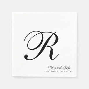 Modern Elegant Last Name Initial Wedding Napkins