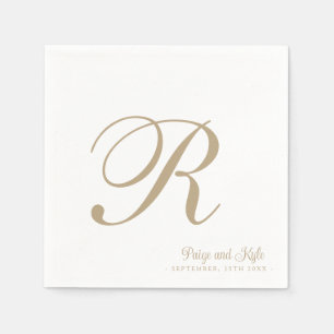  Modern Elegant Last Name Initial Wedding Napkins