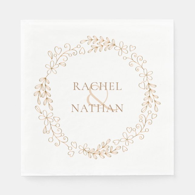 Modern Elegant Laurel Garland Personalized Napkins (Front)