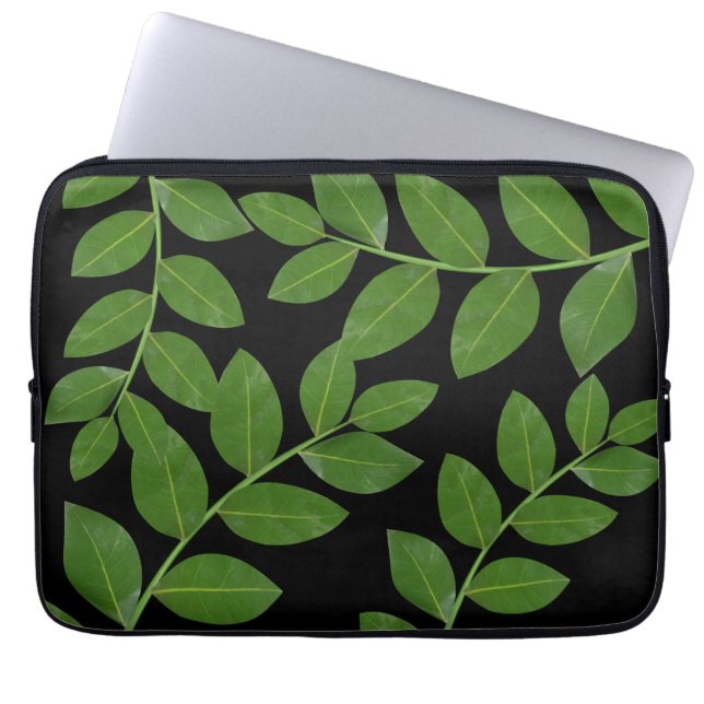 Modern  & Elegant  Laurel Leaves Laptop Sleeve (Front)