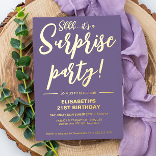 Modern Elegant Lavender 21st Surprise Birthday Foil Invitation