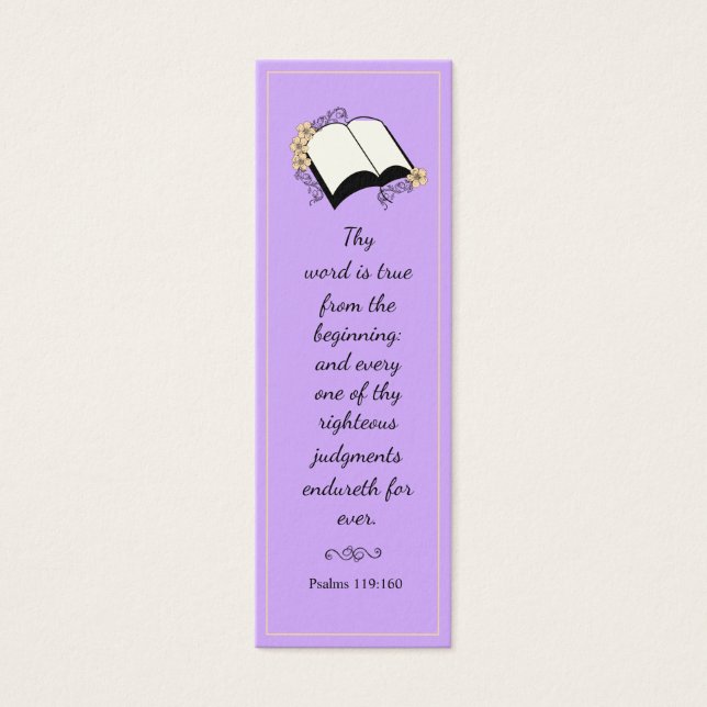 Modern Elegant Lavender Bible Verse Bookmark (Front)
