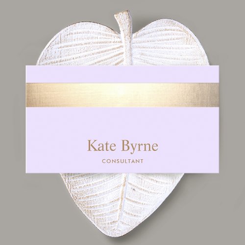 Modern Elegant Lavender Gold Stripe Business Card