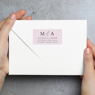 Modern Elegant Lavender Monogram Return Address Label