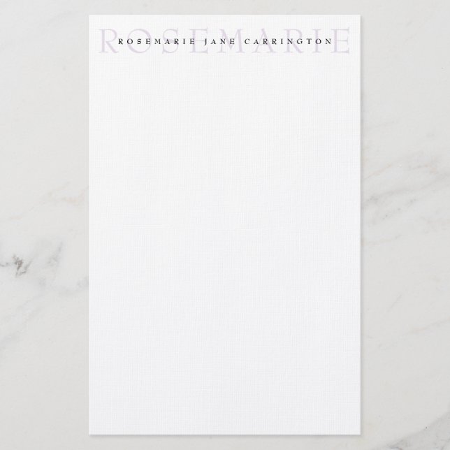 Modern Elegant Lavender Personalized Stationery (Front)
