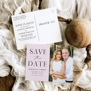Modern Elegant Lavender Photo Save the Date Announcement Postcard