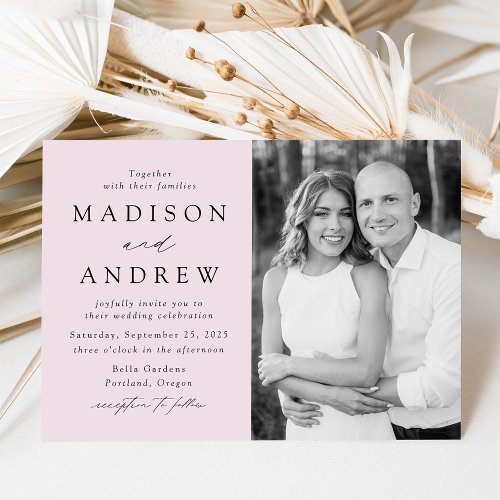 Modern Elegant Lavender Photo Wedding Invitation