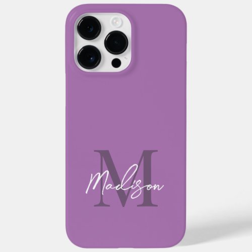 Modern Elegant Lavender Purple Script Monogram Case_Mate iPhone 14 Pro Max Case