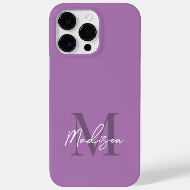 Modern Elegant Lavender Purple Script Monogram Case-Mate iPhone Case (Back)