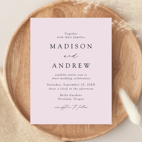 Modern Elegant Lavender Wedding Invitation Postcard