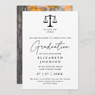Modern Elegant Law Graduation Photo Announcement