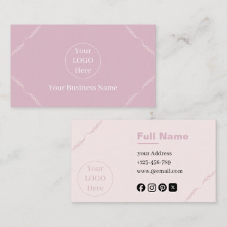 Modern Elegant leaves Blush Pink Business Card