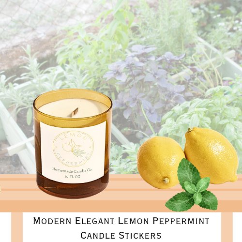 Modern Elegant Lemon Peppermint Candle Square Sticker