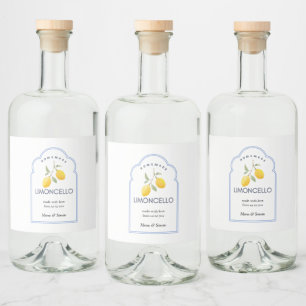 Modern Elegant Lemons Limoncello Wedding Bottle Liquor Bottle Label