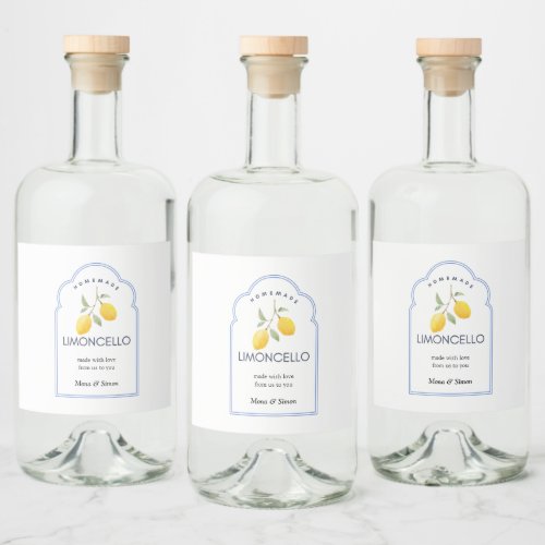 Modern Elegant Lemons Limoncello Wedding Bottle  Liquor Bottle Label