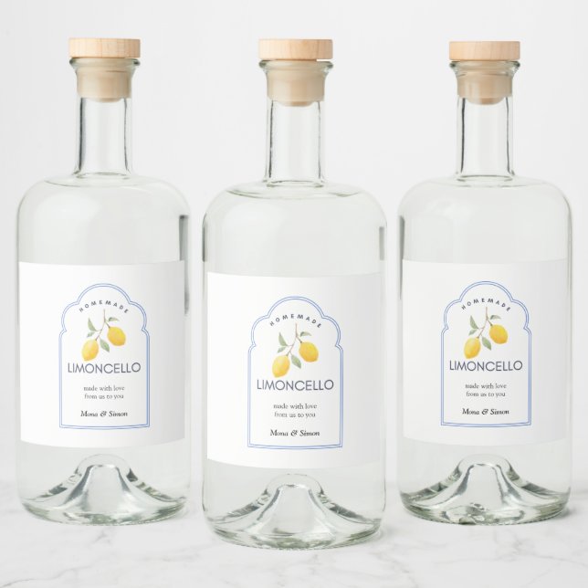 Modern Elegant Lemons Limoncello Wedding Bottle  Liquor Bottle Label (Bottles)