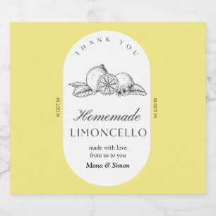 Modern Elegant Lemons Limoncello Wedding Bottle Liquor Bottle Label