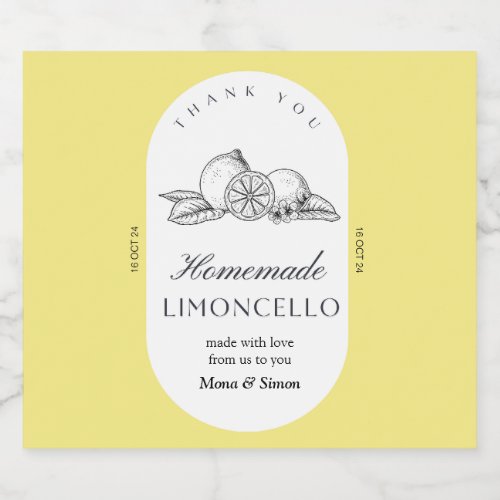 Modern Elegant Lemons Limoncello Wedding Bottle  Liquor Bottle Label