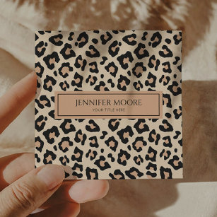 Modern Elegant Leopard Cheetah Custom Square Business Card