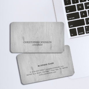 Modern Elegant Light Grey Wooden Consultant Business Card