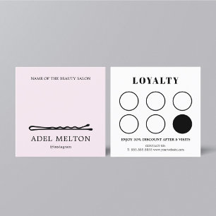 Modern Elegant Light White Hair Pin Salon Loyalty Card