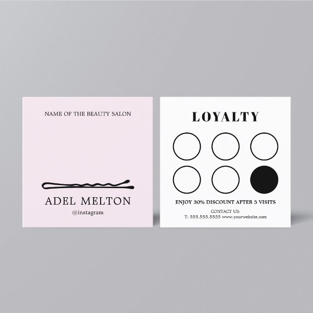Modern Elegant Light White Hair Pin Salon Loyalty Card (Creator Uploaded)