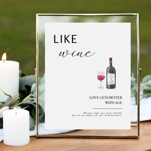Modern Elegant Like Wine Love Gets Better With Age Pedestal Sign