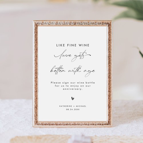 Modern Elegant Like Wine Love Gets Better With Age Pedestal Sign