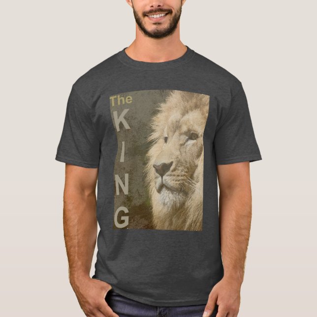 Modern Elegant Lion Men's Charcoal Heather T-Shirt (Front)